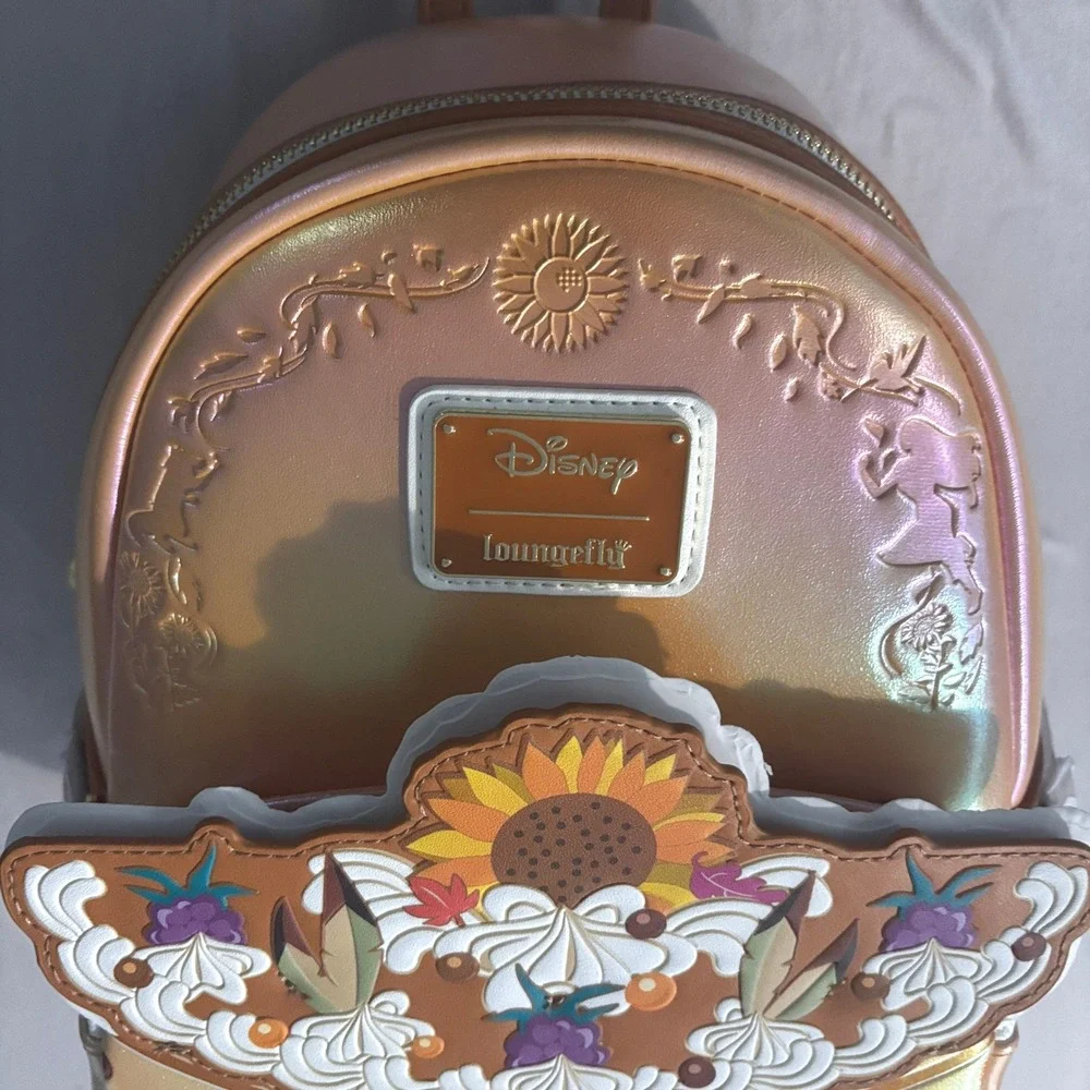 Disney Loungefly Pocahontas Iridescent Princess Cake Mini Backpack NWT Gold
